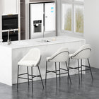 Manhattan Comfort Gracie Modern Metal Upholstered Barstool in White and Black - Set of 3