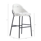 Manhattan Comfort Gracie Modern Metal Upholstered Barstool in White and Black - Set of 3
