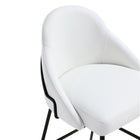 Manhattan Comfort Gracie Modern Metal Upholstered Barstool in White and Black - Set of 3