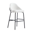 Manhattan Comfort Gracie Modern Metal Upholstered Barstool in White and Black - Set of 3