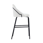 Manhattan Comfort Gracie Modern Metal Upholstered Barstool in White and Black - Set of 3