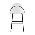 Manhattan Comfort Gracie Modern Metal Upholstered Barstool in White and Black - Set of 3