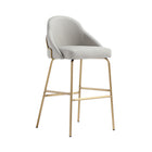Manhattan Comfort Gracie Modern Metal Upholstered Barstool in Stone Gray and Gold - Set of 3