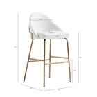 Manhattan Comfort Gracie Modern Metal Upholstered Barstool in White and Gold - Set of 3