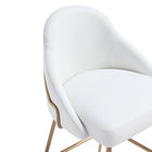 Manhattan Comfort Gracie Modern Metal Upholstered Barstool in White and Gold - Set of 3