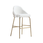 Manhattan Comfort Gracie Modern Metal Upholstered Barstool in White and Gold - Set of 3