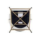 Manhattan Comfort Gracie Modern Metal Upholstered Barstool in White and Gold - Set of 3