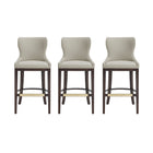 Manhattan Comfort Blair Modern Wood Upholstered Barstool in Stone - Set of 3