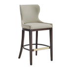 Manhattan Comfort Blair Modern Wood Upholstered Barstool in Stone - Set of 3