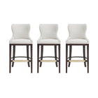 Manhattan Comfort Blair Modern Wood Upholstered Barstool in White - Set of 3