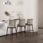 Manhattan Comfort Evalyn Modern Wood Upholstered Barstool in Stone - Set of 3