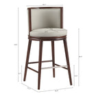 Manhattan Comfort Evalyn Modern Wood Upholstered Barstool in Stone - Set of 3