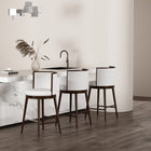 Manhattan Comfort Evalyn Modern Wood Upholstered Barstool in White - Set of 3