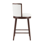 Manhattan Comfort Evalyn Modern Wood Upholstered Barstool in White - Set of 3