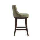 Manhattan Comfort Lucia Modern Chenille Wood Upholstered Barstool in Leaf Green - Set of 3