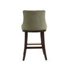 Manhattan Comfort Lucia Modern Chenille Wood Upholstered Barstool in Leaf Green - Set of 3