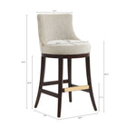 Manhattan Comfort Lucia Modern Chenille Wood Upholstered Barstool in Natural - Set of 3