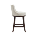Manhattan Comfort Lucia Modern Chenille Wood Upholstered Barstool in Natural - Set of 3