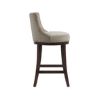 Manhattan Comfort Lucia Modern Chenille Wood Upholstered Barstool in Taupe - Set of 3