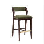 Manhattan Comfort Patricia Modern Wood Upholstered Barstool in Turtle Green - Set of 3