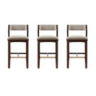 Manhattan Comfort Patricia Modern Wood Upholstered Barstool in Linen - Set of 3