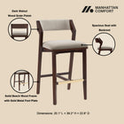 Manhattan Comfort Patricia Modern Wood Upholstered Barstool in Linen - Set of 3