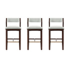 Manhattan Comfort Patricia Modern Wood Upholstered Barstool in White Glacier - Set of 3