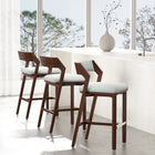 Manhattan Comfort Patricia Modern Wood Upholstered Barstool in White Glacier - Set of 3
