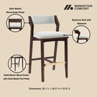 Manhattan Comfort Patricia Modern Wood Upholstered Barstool in White Glacier - Set of 3