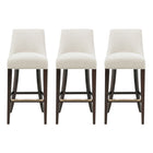 Manhattan Comfort Beever Modern Chenille Wood Upholstered Barstool in Cream - Set of 3