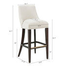 Manhattan Comfort Beever Modern Chenille Wood Upholstered Barstool in Cream - Set of 3