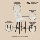 Manhattan Comfort Beever Modern Chenille Wood Upholstered Barstool in Cream - Set of 3
