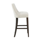 Manhattan Comfort Beever Modern Chenille Wood Upholstered Barstool in Cream - Set of 3