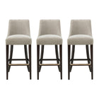 Manhattan Comfort Beever Modern Chenille Wood Upholstered Barstool in Taupe - Set of 3