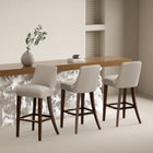 Manhattan Comfort Beever Modern Chenille Wood Upholstered Barstool in Taupe - Set of 3