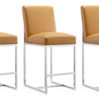 Manhattan Comfort Element Modern Metal Upholstered Counter Stool in Camel - Set of 3