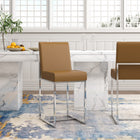 Manhattan Comfort Element Modern Metal Upholstered Counter Stool in Camel - Set of 3
