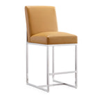 Manhattan Comfort Element Modern Metal Upholstered Counter Stool in Camel - Set of 3