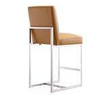 Manhattan Comfort Element Modern Metal Upholstered Counter Stool in Camel - Set of 3