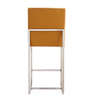 Manhattan Comfort Element Modern Metal Upholstered Counter Stool in Camel - Set of 3
