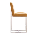 Manhattan Comfort Element Modern Metal Upholstered Counter Stool in Camel - Set of 3