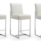 Manhattan Comfort Element Modern Metal Upholstered Counter Stool in Pearl White - Set of 3