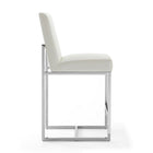 Manhattan Comfort Element Modern Metal Upholstered Counter Stool in Pearl White - Set of 3