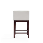 Manhattan Comfort Kingsley Mid-Century Modern Wood Upholstered Counter Stool in Ivory - Set of 3