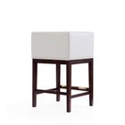 Manhattan Comfort Kingsley Mid-Century Modern Wood Upholstered Counter Stool in Ivory - Set of 3