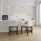 Manhattan Comfort Kingsley Mid-Century Modern Wood Upholstered Counter Stool in Ivory - Set of 3