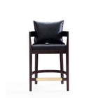 Manhattan Comfort Ritz Mid-Century Modern Wood Upholstered Counter Stool in Black - Set of 3