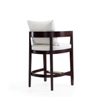 Manhattan Comfort Ritz Mid-Century Modern Wood Upholstered Counter Stool in Ivory - Set of 3