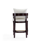 Manhattan Comfort Ritz Mid-Century Modern Wood Upholstered Counter Stool in Ivory - Set of 3