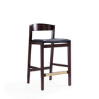 Manhattan Comfort Klismos Mid-Century Modern Wood Upholstered Counter Stool in Black - Set of 3